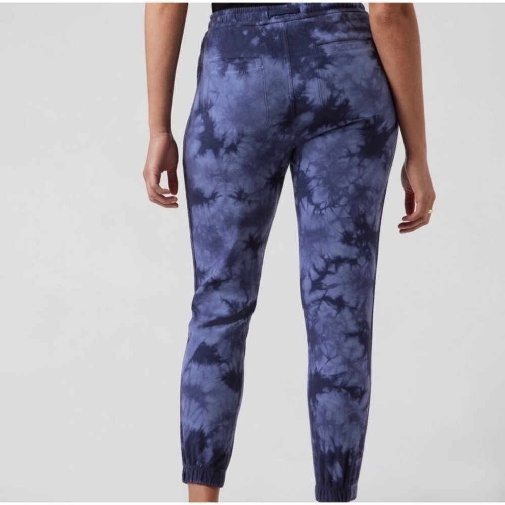 Athleta Farallon‎ Jogger Women's Size XS Tie Dye Print Blue Semi Fitted Cotton - Picture 3 of 13